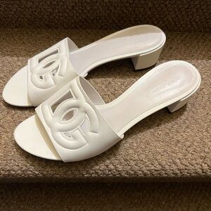 Dolce & Gabbana White Heeled Slides